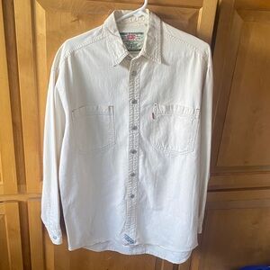 Vintage Levi's Men's Off-White Casual Button Down Shirt